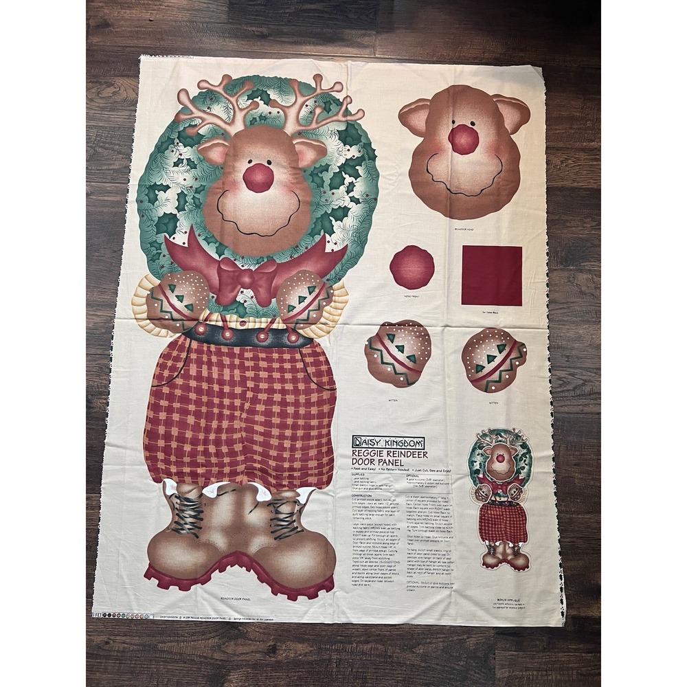 Lot of 2 Reggie Reindeer Door Panels Christmas Fabric Panel Daisy Kingdom #1209